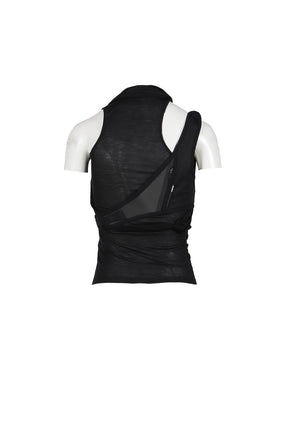 SLEEVELESS KNOT TOP W/ BACK STRAP / BLK