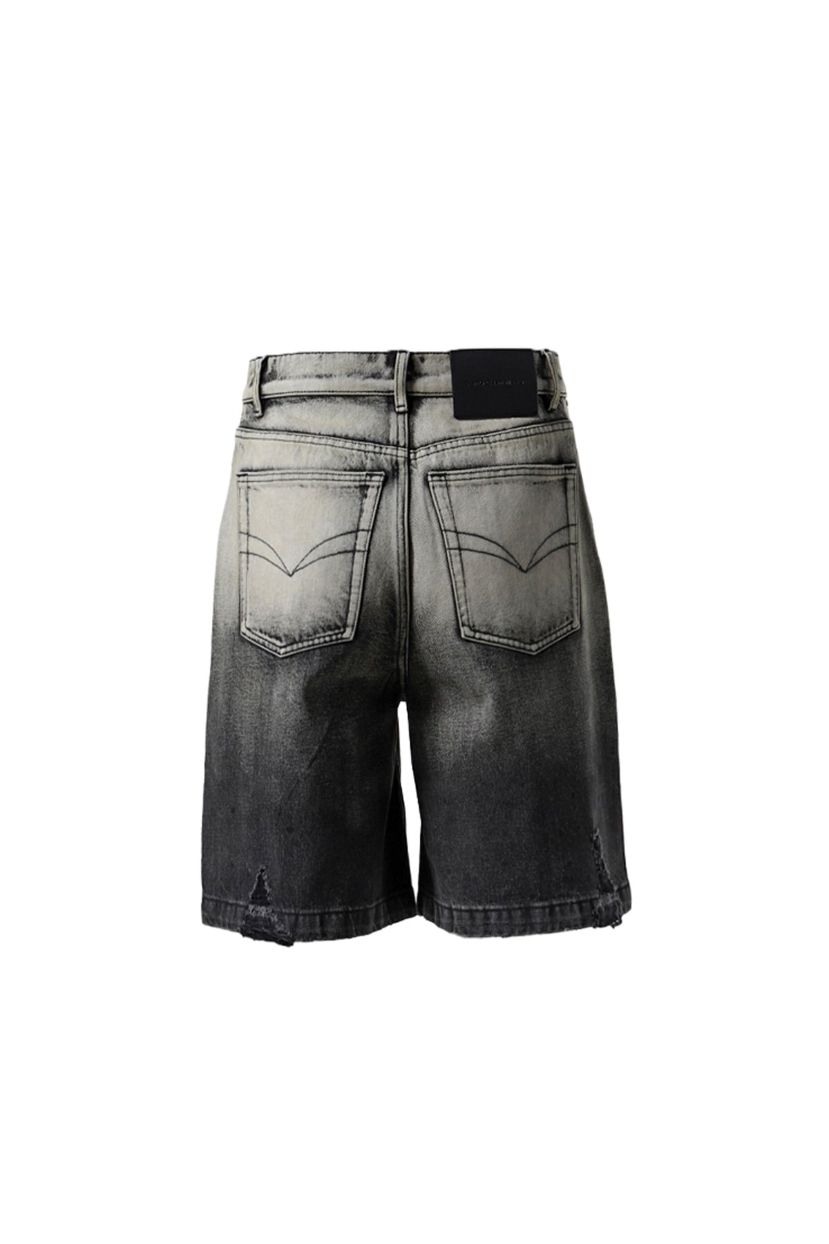 DENIM GRADIENT WASHED SHORTS / BLK