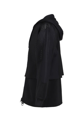 White Mountaineering LAYERED ZIP UP HOODIE / BLK