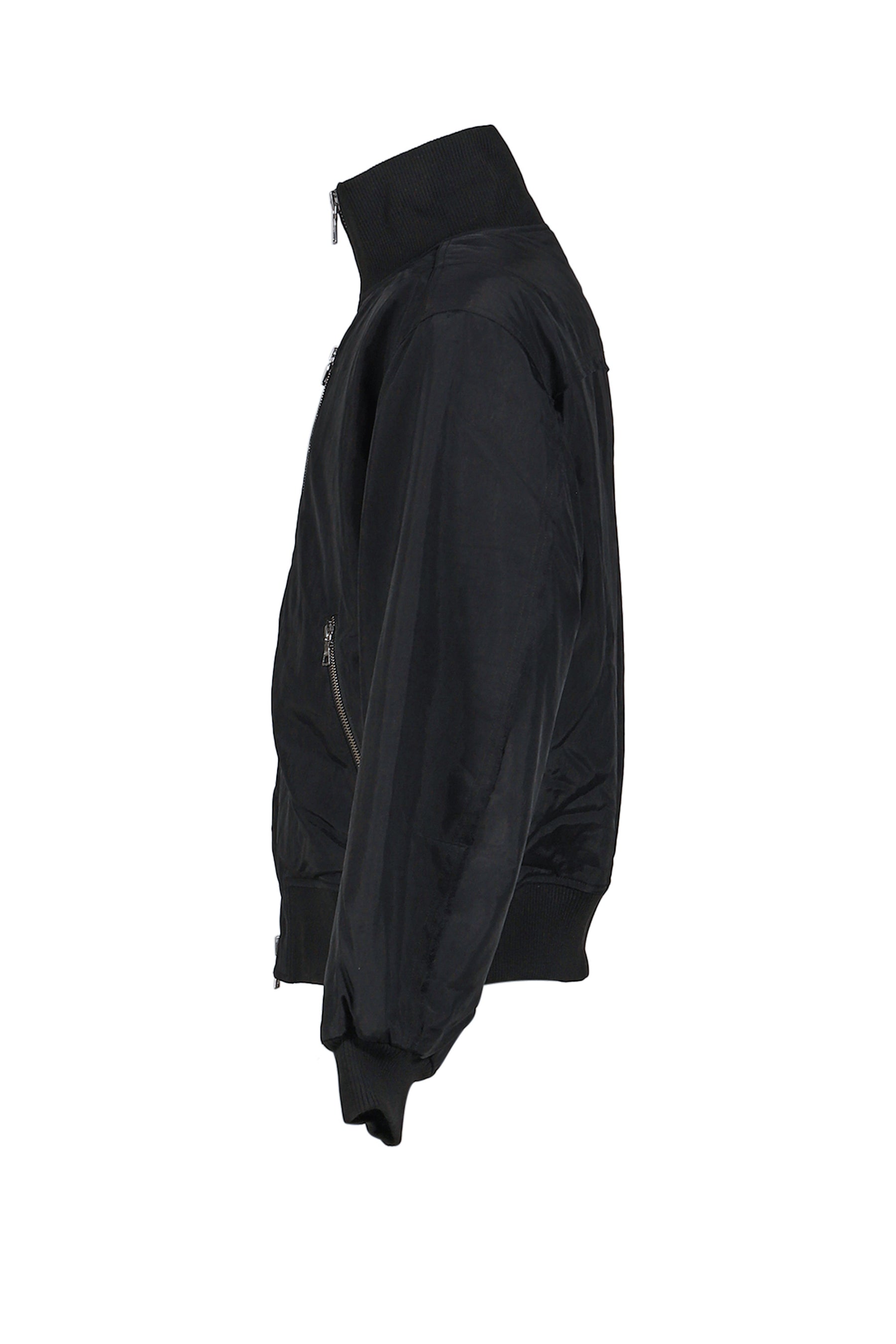 HIGH COLLAR RAW EDGE MILLITARY BOMBER / BLK 