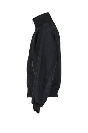 HIGH COLLAR RAW EDGE MILLITARY BOMBER / BLK 