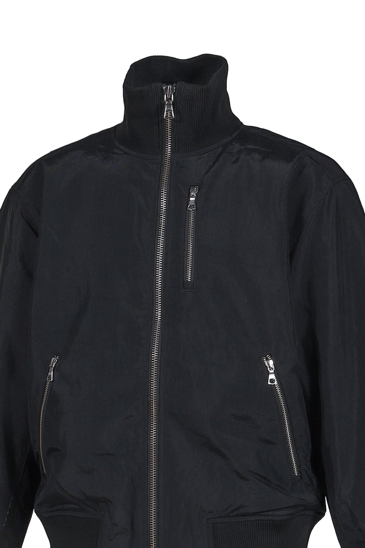 HIGH COLLAR RAW EDGE MILLITARY BOMBER / BLK 