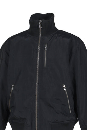 HIGH COLLAR RAW EDGE MILLITARY BOMBER / BLK 