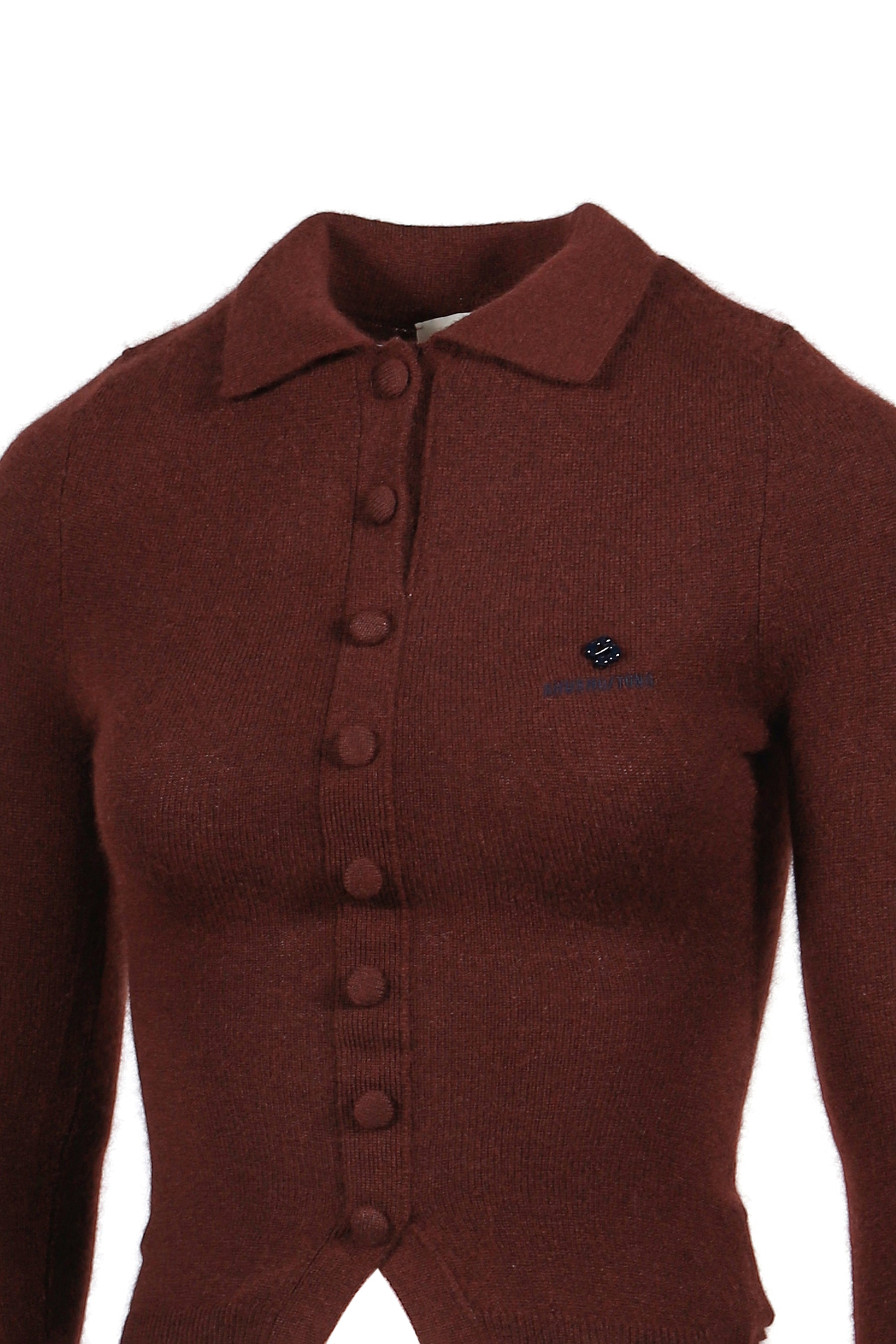 Lapel fitted cardigan / red