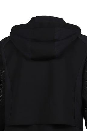 White Mountaineering LAYERED ZIP UP HOODIE / BLK