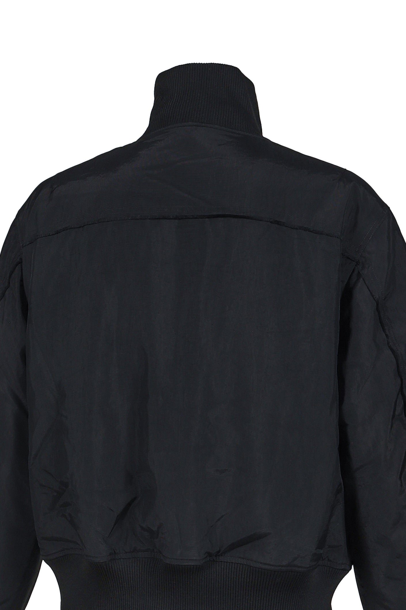 HIGH COLLAR RAW EDGE MILLITARY BOMBER / BLK 