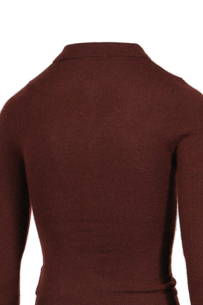 Lapel fitted cardigan / red