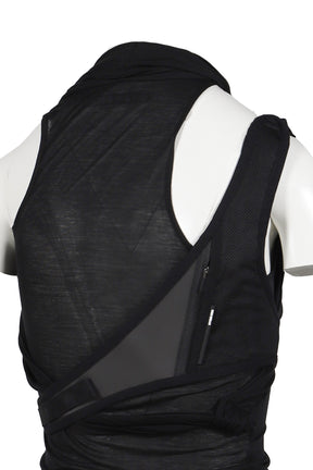 SLEEVELESS KNOT TOP W/ BACK STRAP / BLK