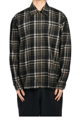 ZIP-UP BIKER CROSS LOGO FLANNEL SHIRT / BLK