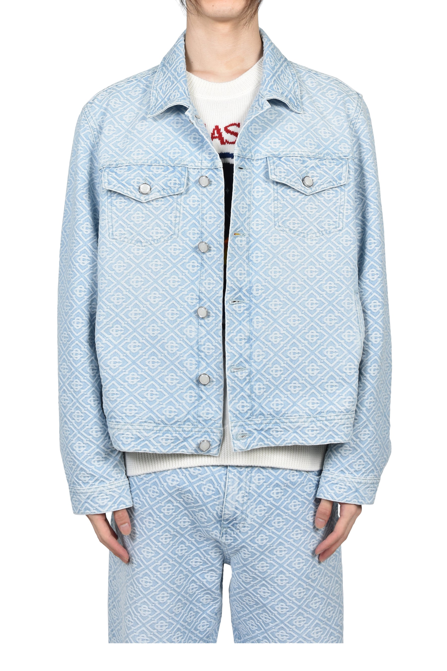 WASHED MONOGRAM DENIM JACKET / BLU