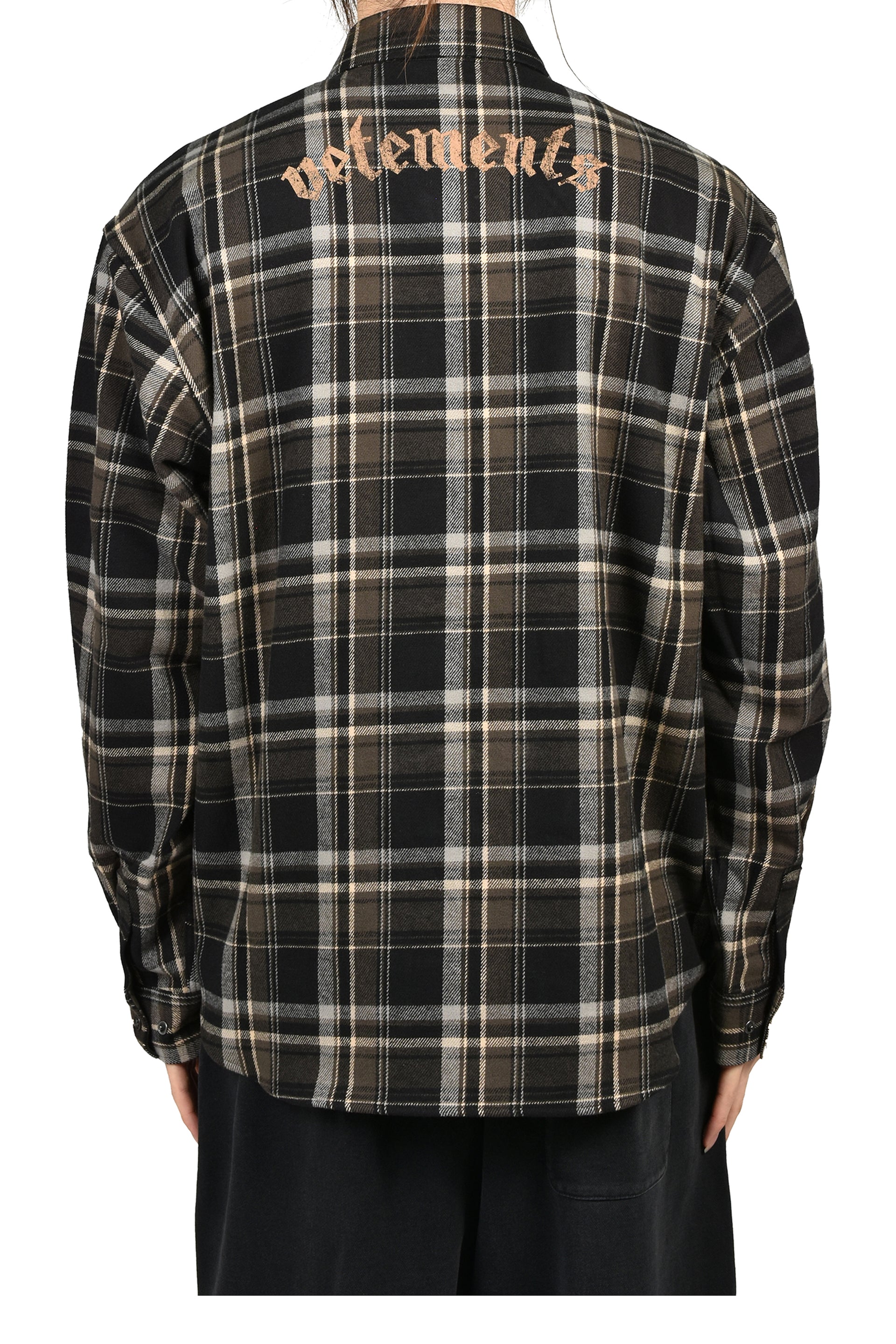 ZIP-UP BIKER CROSS LOGO FLANNEL SHIRT / BLK