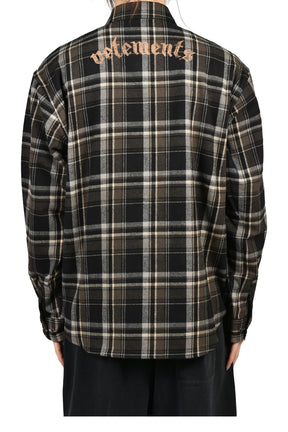 ZIP-UP BIKER CROSS LOGO FLANNEL SHIRT / BLK