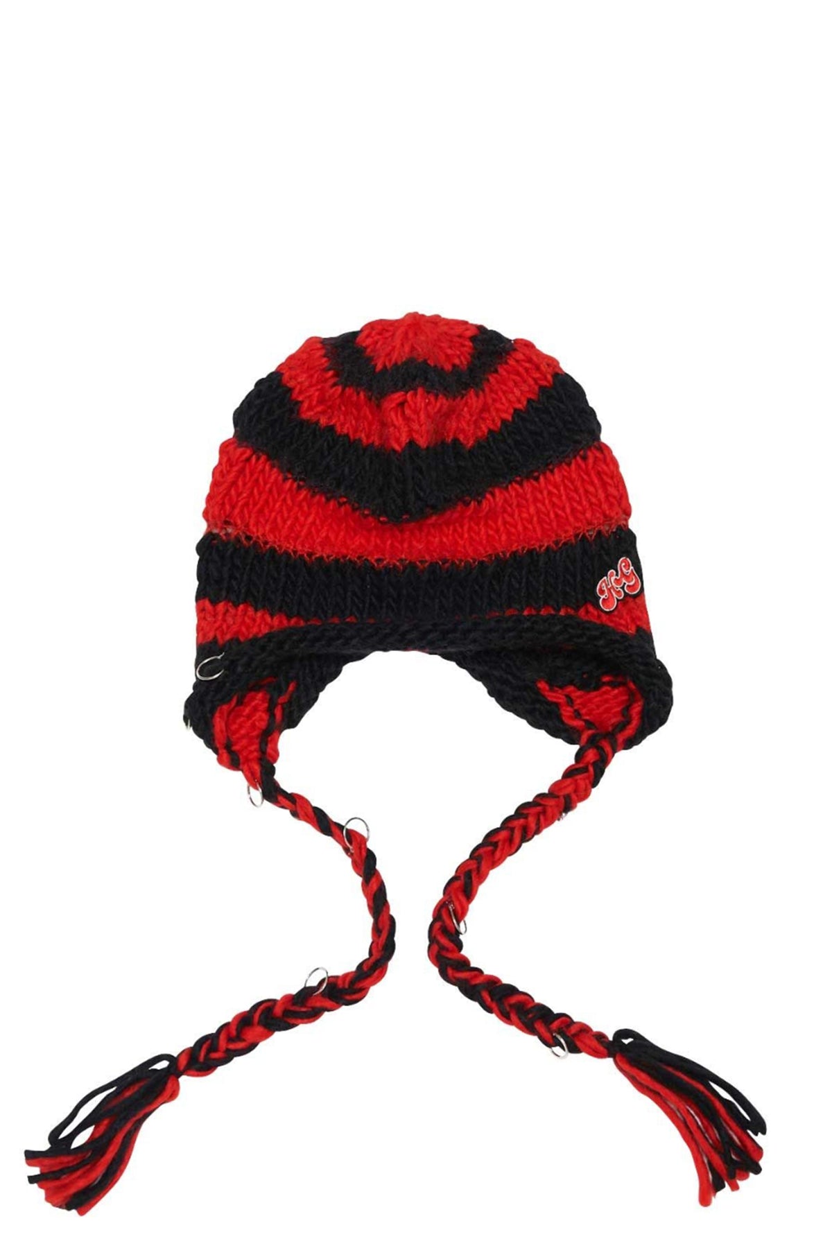 HYSTERIC GLAMOUR MOTOR CITY BABY HANDMADE KNITCAP / RED/BLK