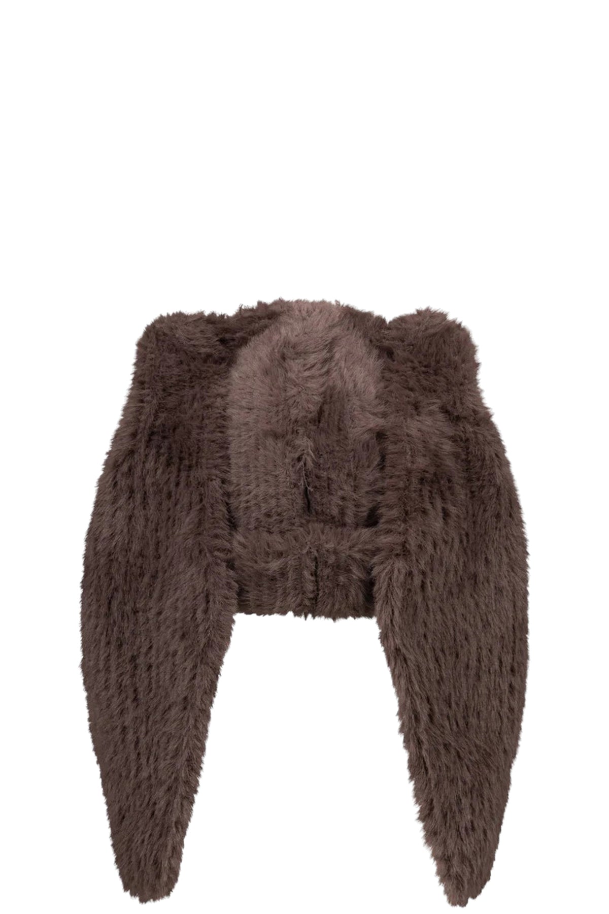 FLUFFY CHUNKY RABBIT BEANIE / BROWN