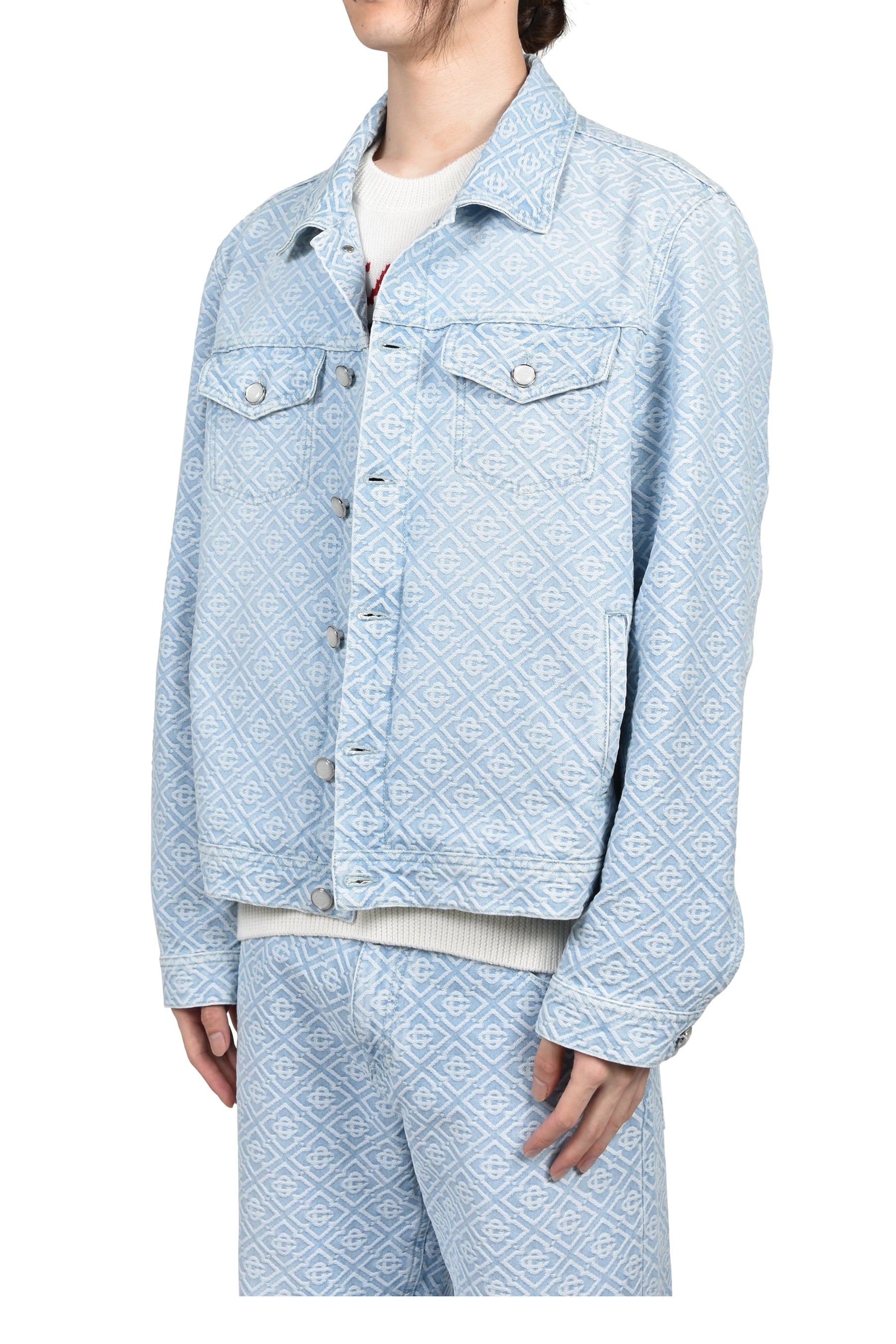 WASHED MONOGRAM DENIM JACKET / BLU
