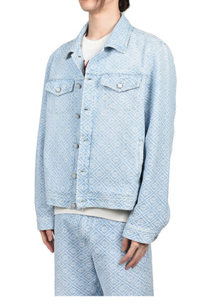 WASHED MONOGRAM DENIM JACKET / BLU