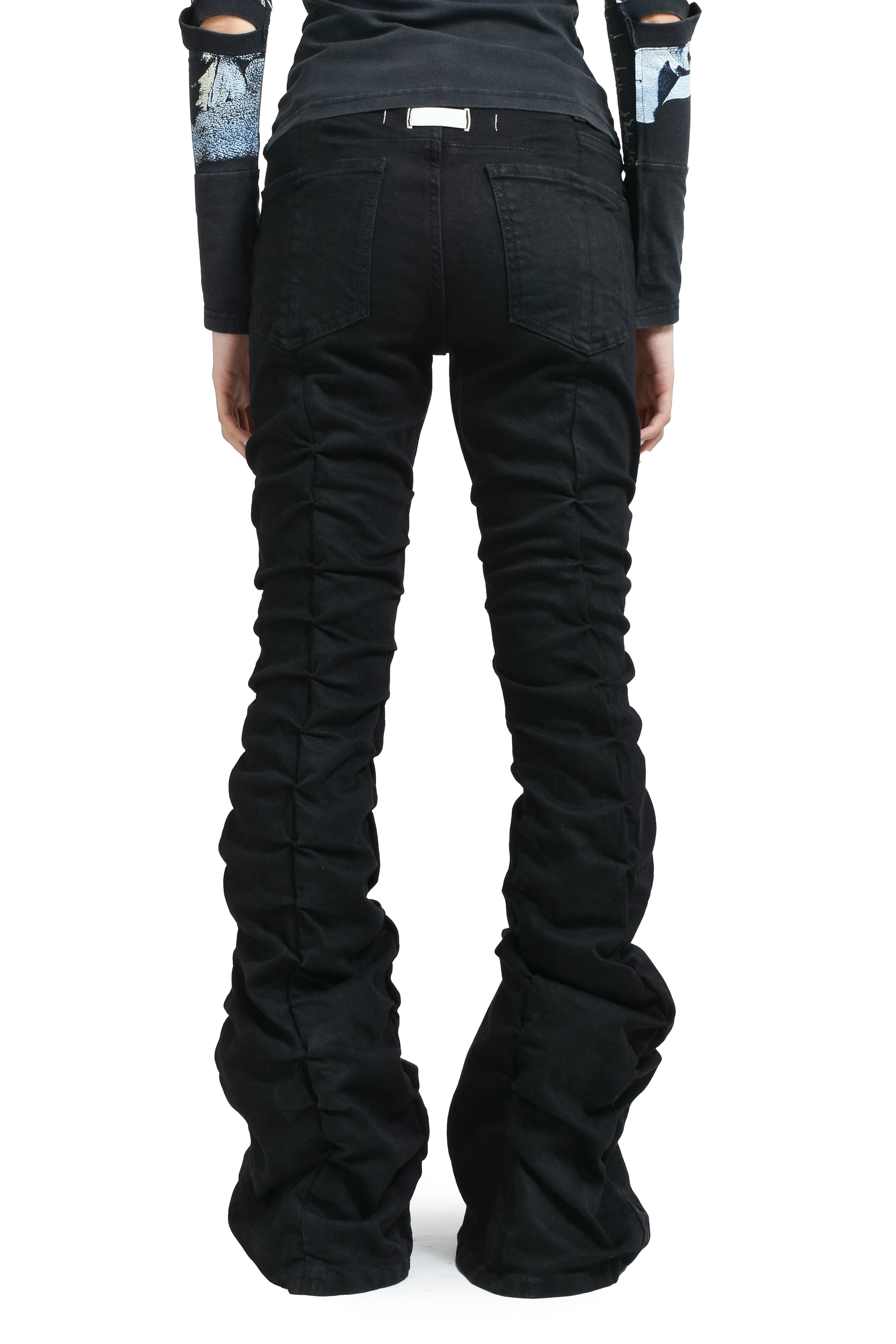 HIGH WAIST LACE UP FLARE / BLK