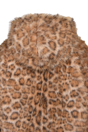 REVERSIBLE LEOPARD FUR JACKET / BLK