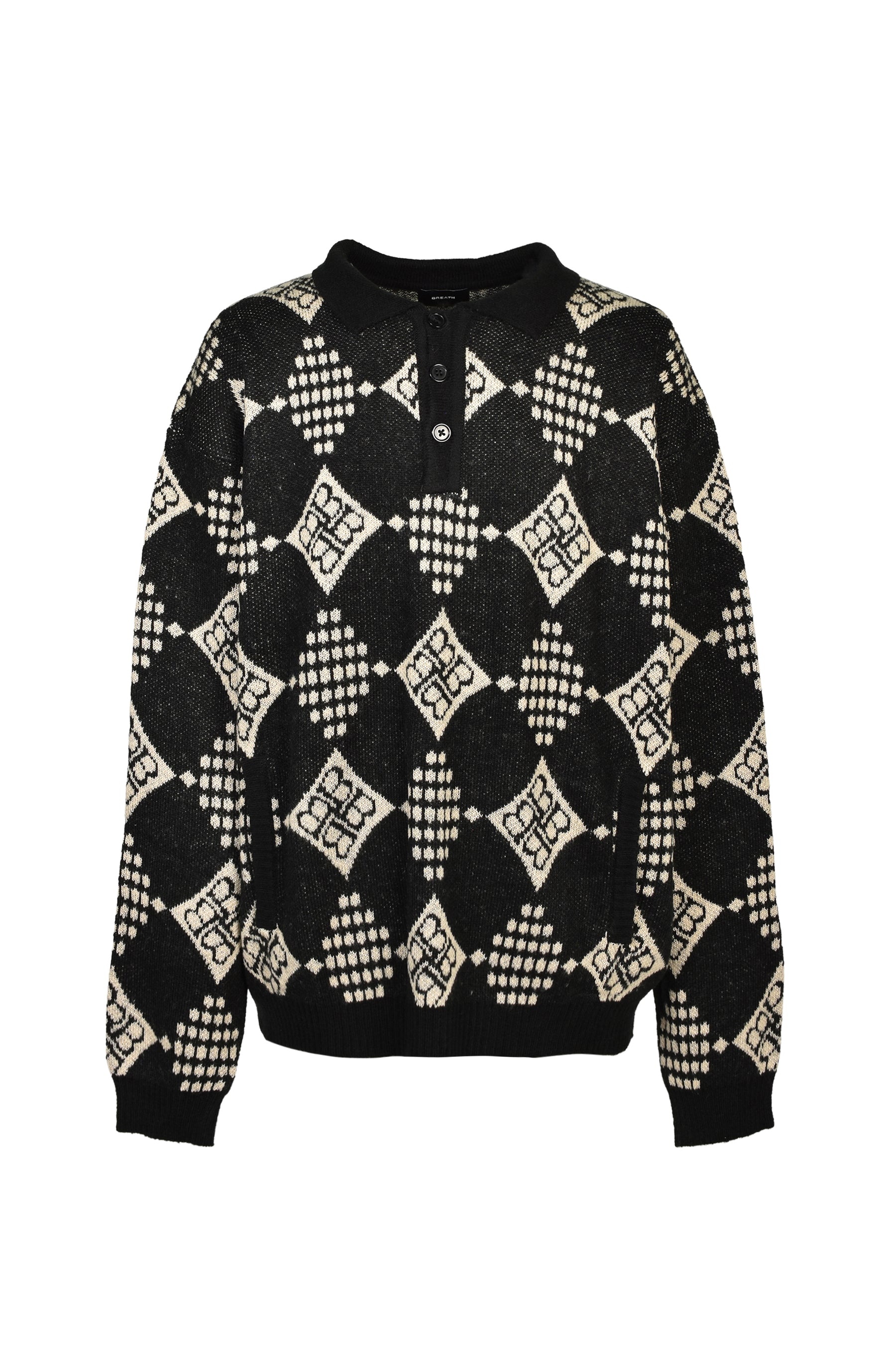 DIAMOND KNIT POLO SHIRT / BLK
