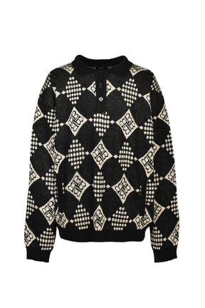 DIAMOND KNIT POLO SHIRT / BLK
