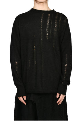 MOHAIR DAMAGE KNIT PULLOVER / BLK