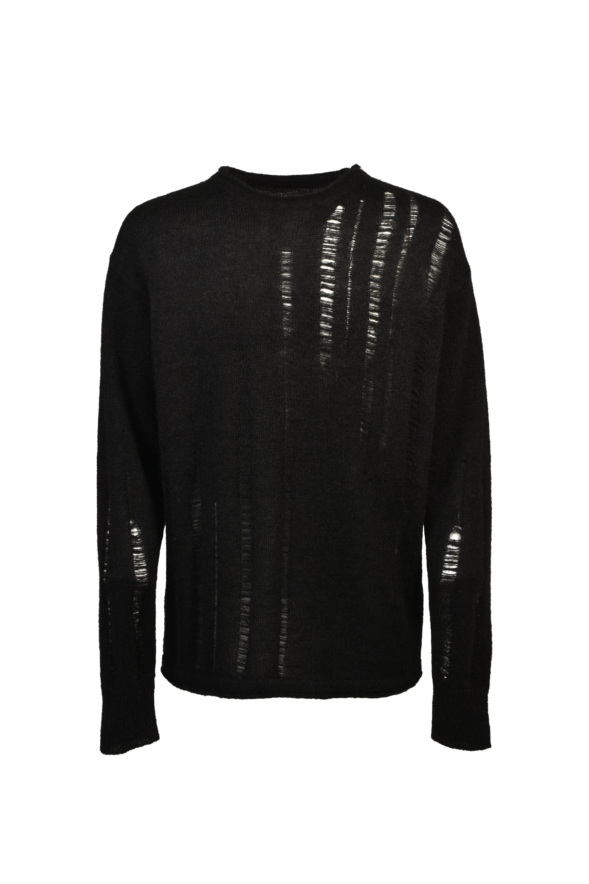 MOHAIR DAMAGE KNIT PULLOVER / BLK