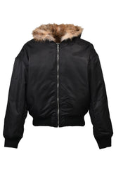 REVERSIBLE LEOPARD FUR JACKET / BLK