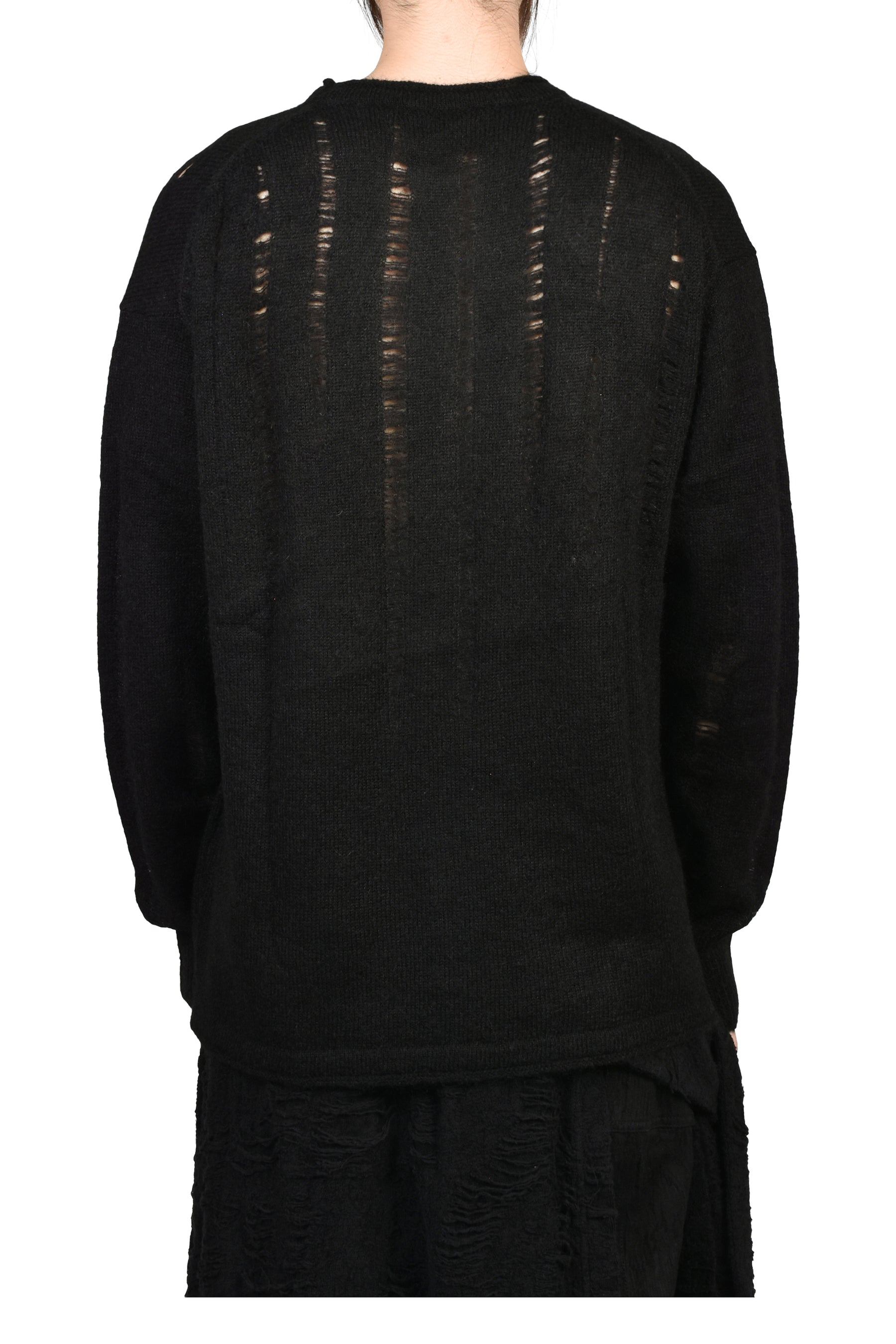 MOHAIR DAMAGE KNIT PULLOVER / BLK