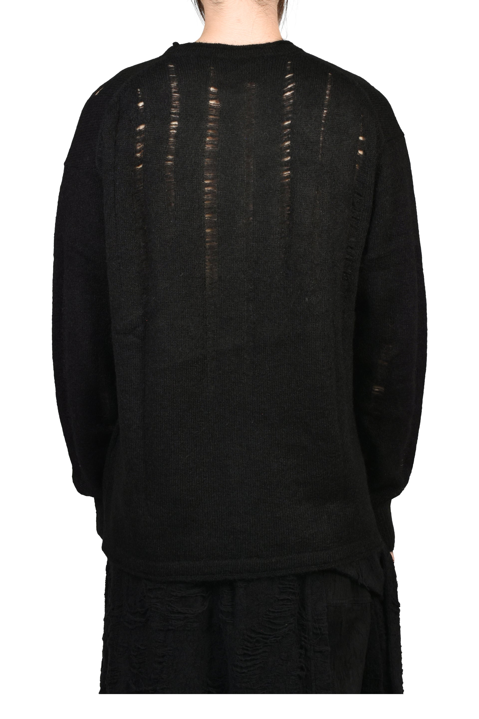 MOHAIR DAMAGE KNIT PULLOVER / BLK