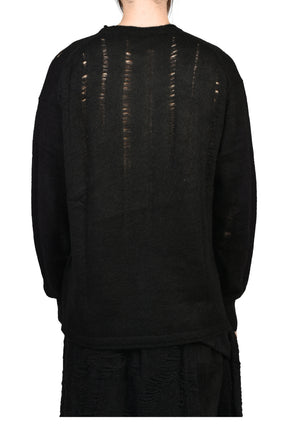 MOHAIR DAMAGE KNIT PULLOVER / BLK