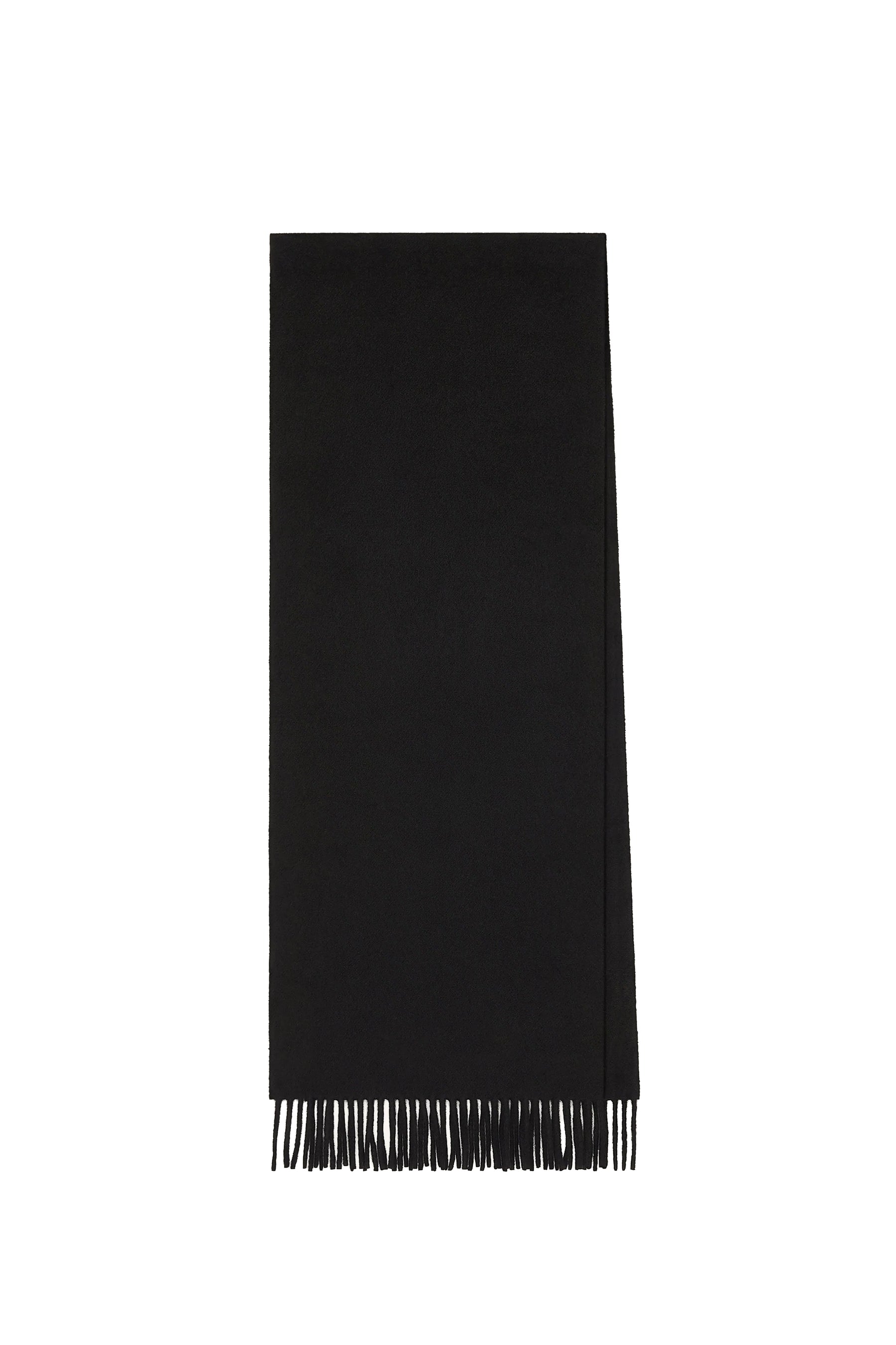 EMBROIDERED FRINGED SCARF / BLK 