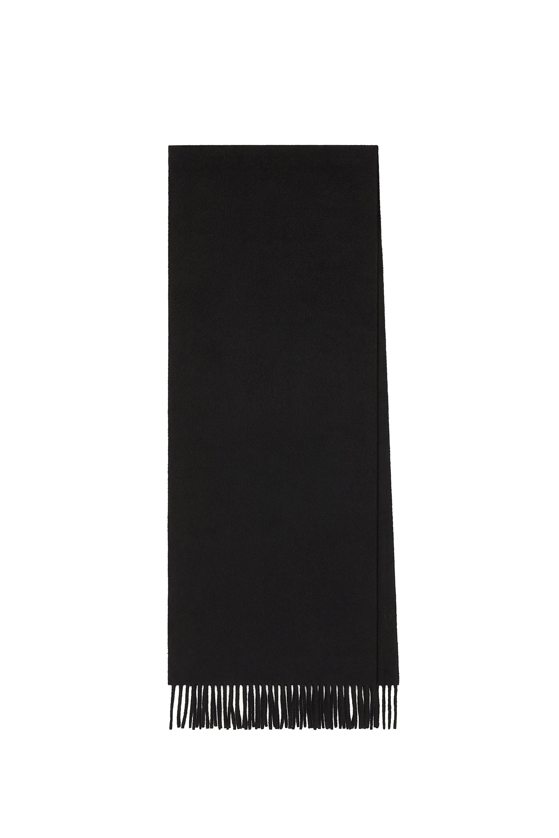 EMBROIDERED FRINGED SCARF / BLK