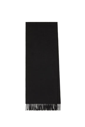 EMBROIDERED FRINGED SCARF / BLK 
