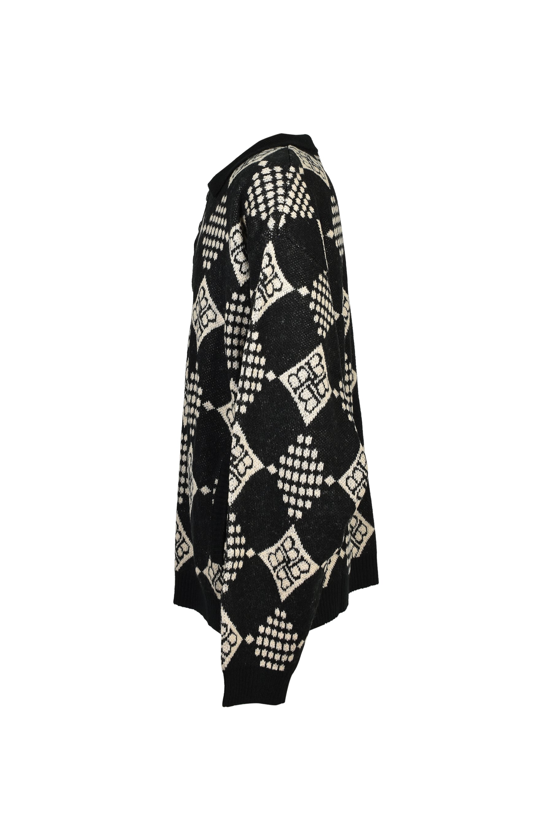 DIAMOND KNIT POLO SHIRT / BLK