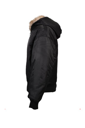 REVERSIBLE LEOPARD FUR JACKET / BLK