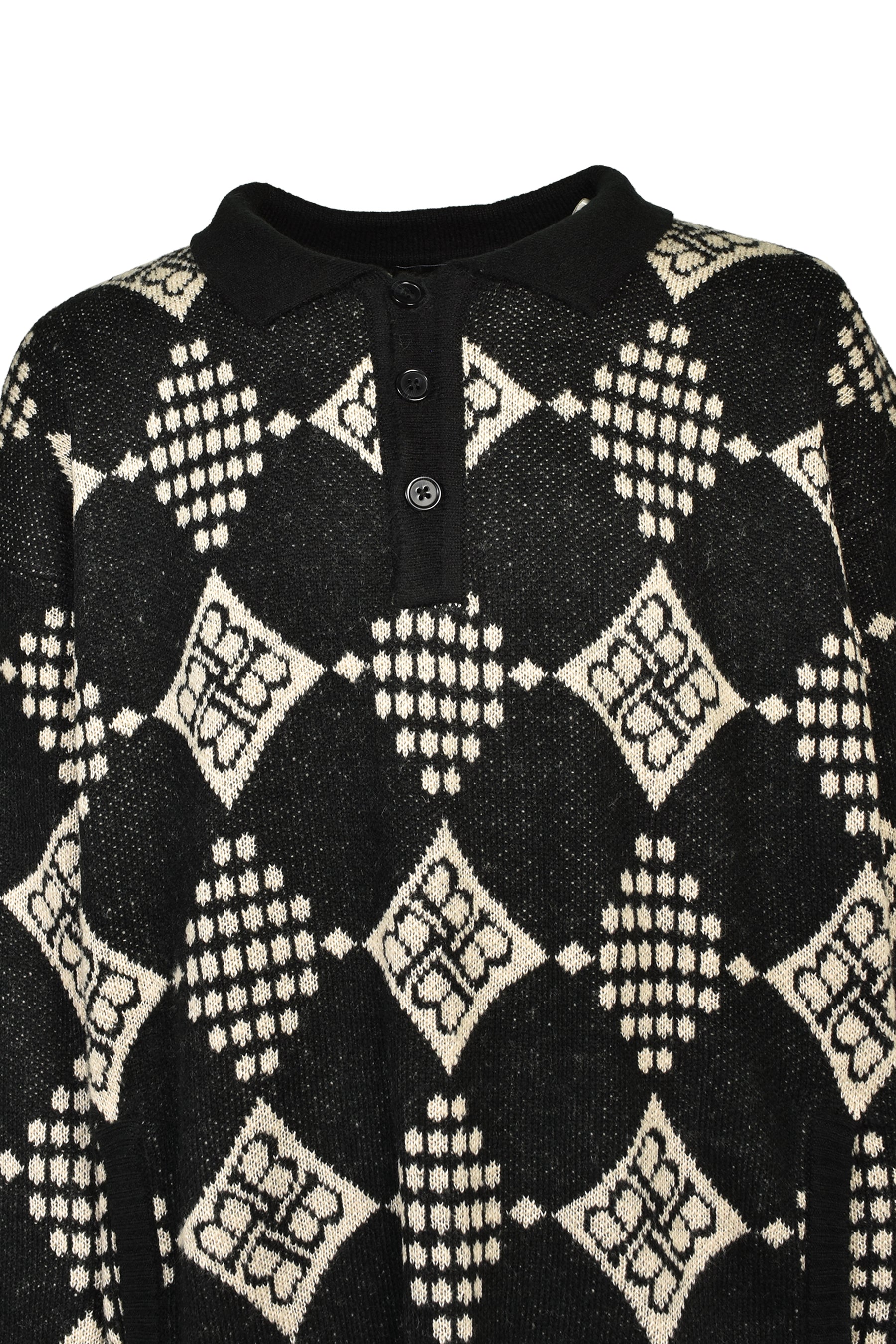 DIAMOND KNIT POLO SHIRT / BLK