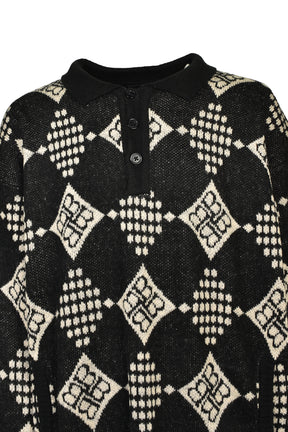 DIAMOND KNIT POLO SHIRT / BLK