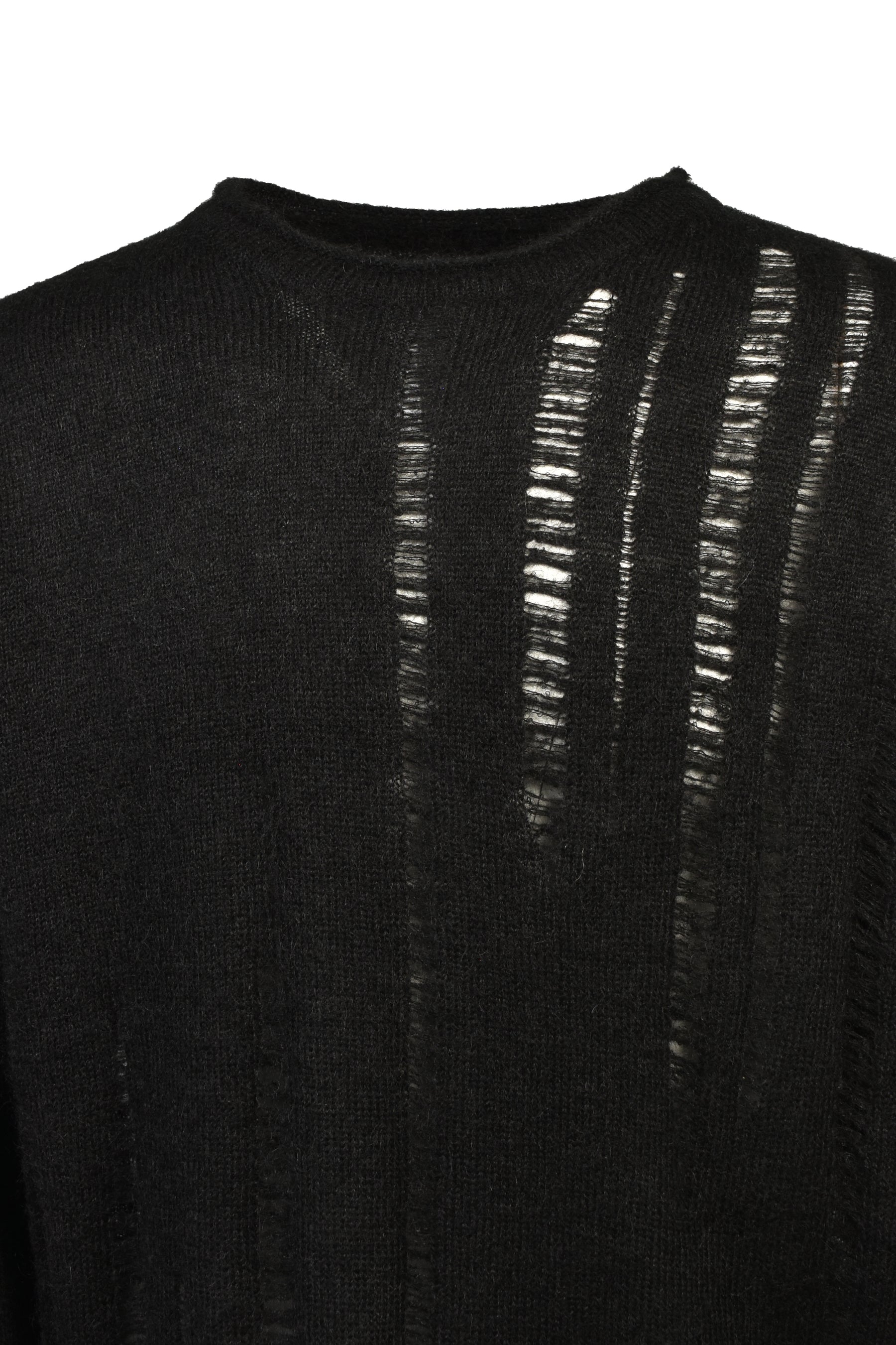 MOHAIR DAMAGE KNIT PULLOVER / BLK