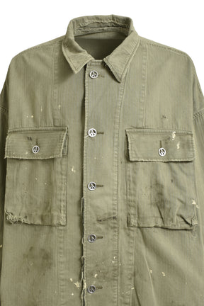 HERINGBONE SHIRT JACKET / KHA