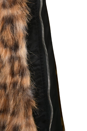 REVERSIBLE LEOPARD FUR JACKET / BLK
