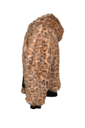 REVERSIBLE LEOPARD FUR JACKET / BLK
