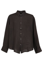 LINEN DYED OVERSIZED SHIRT / WASHED CHA