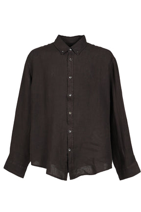 LINEN DYED OVERSIZED SHIRT / WASHED CHA