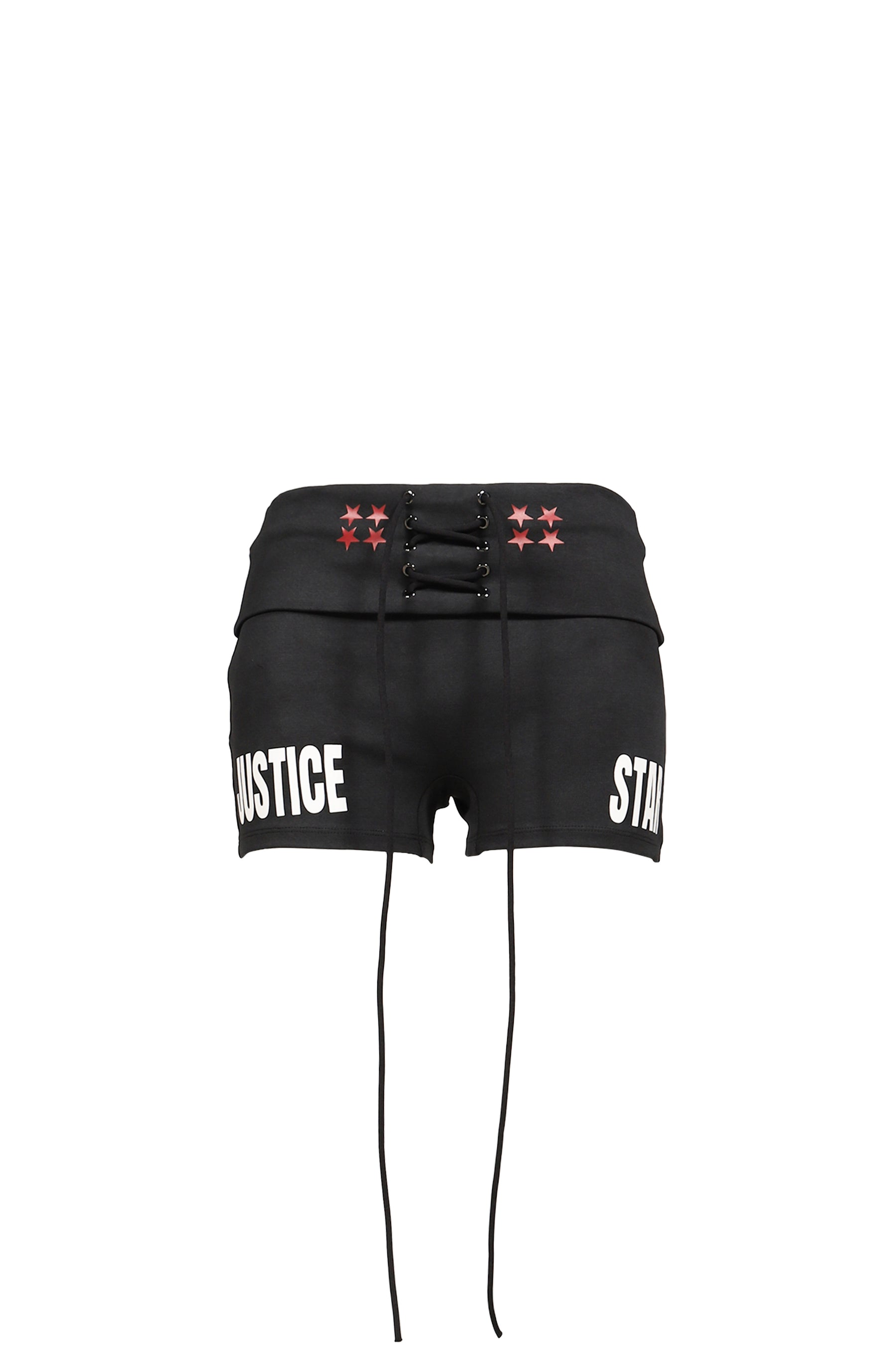 DISTRESSED PRINT DRAWSTRING ATHLETIC SHORTS / BLK