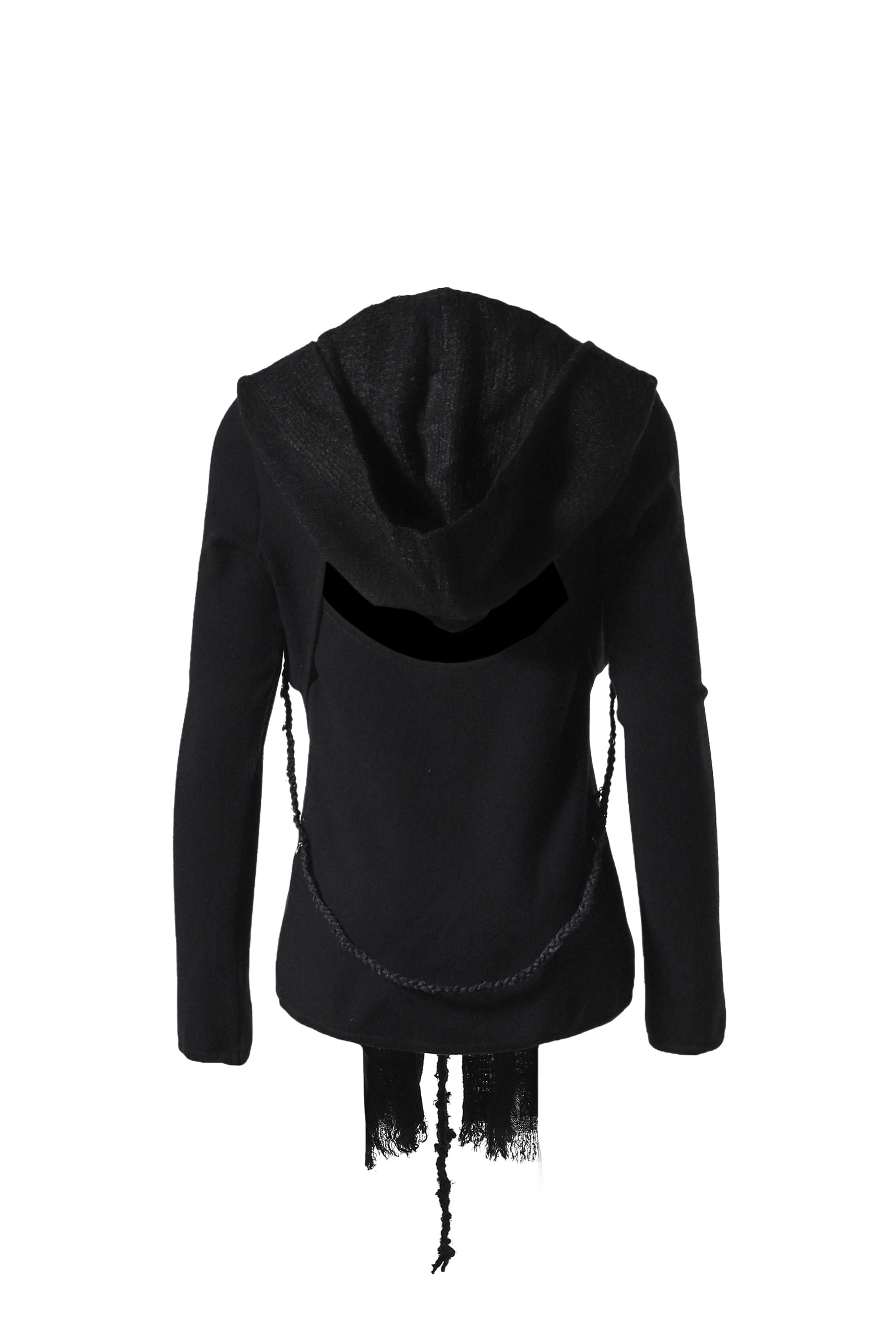 HOODED KNIT JACKET / BLACK