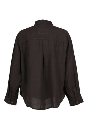 LINEN DYED OVERSIZED SHIRT / WASHED CHA