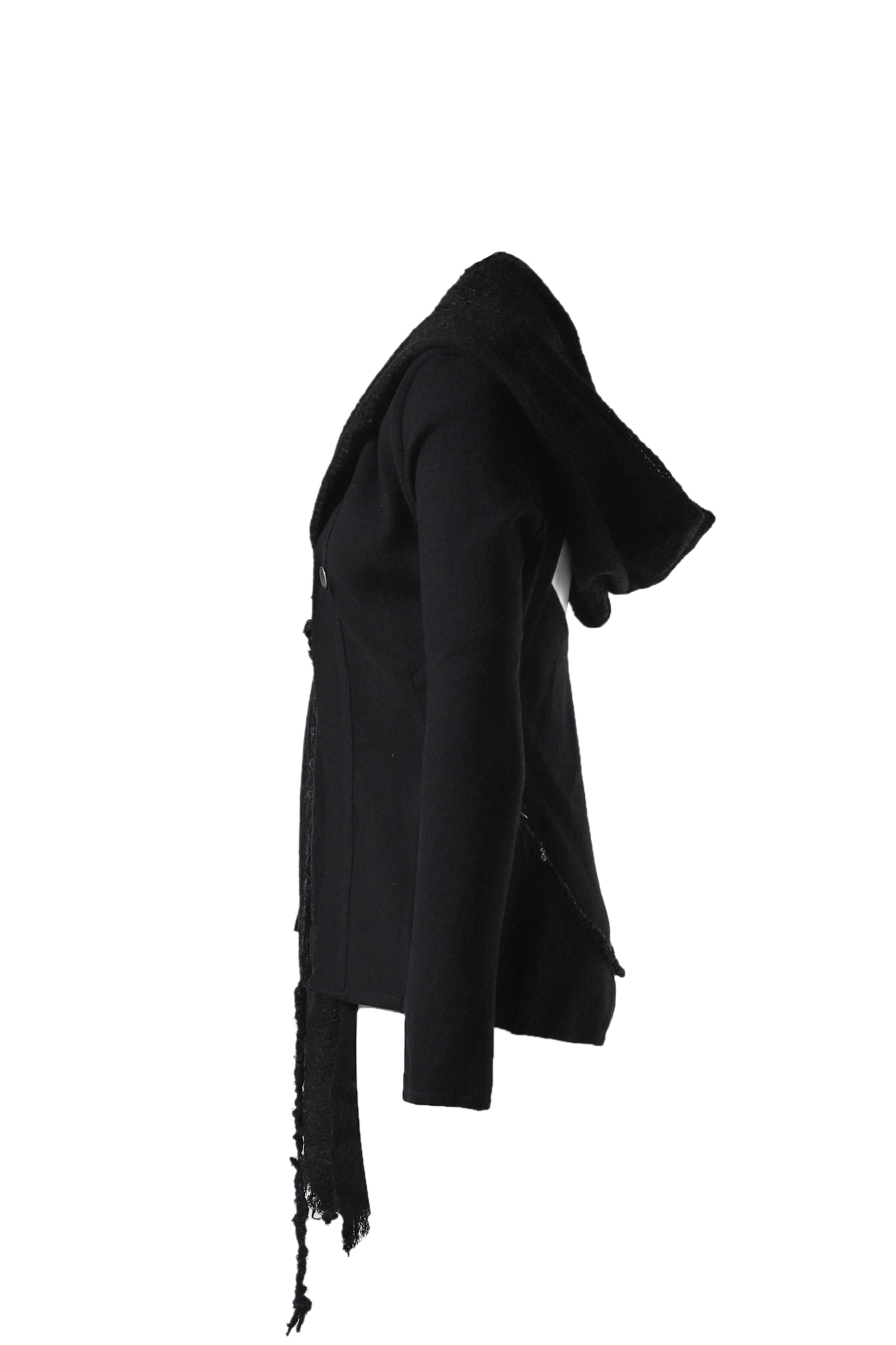 HOODED KNIT JACKET / BLACK