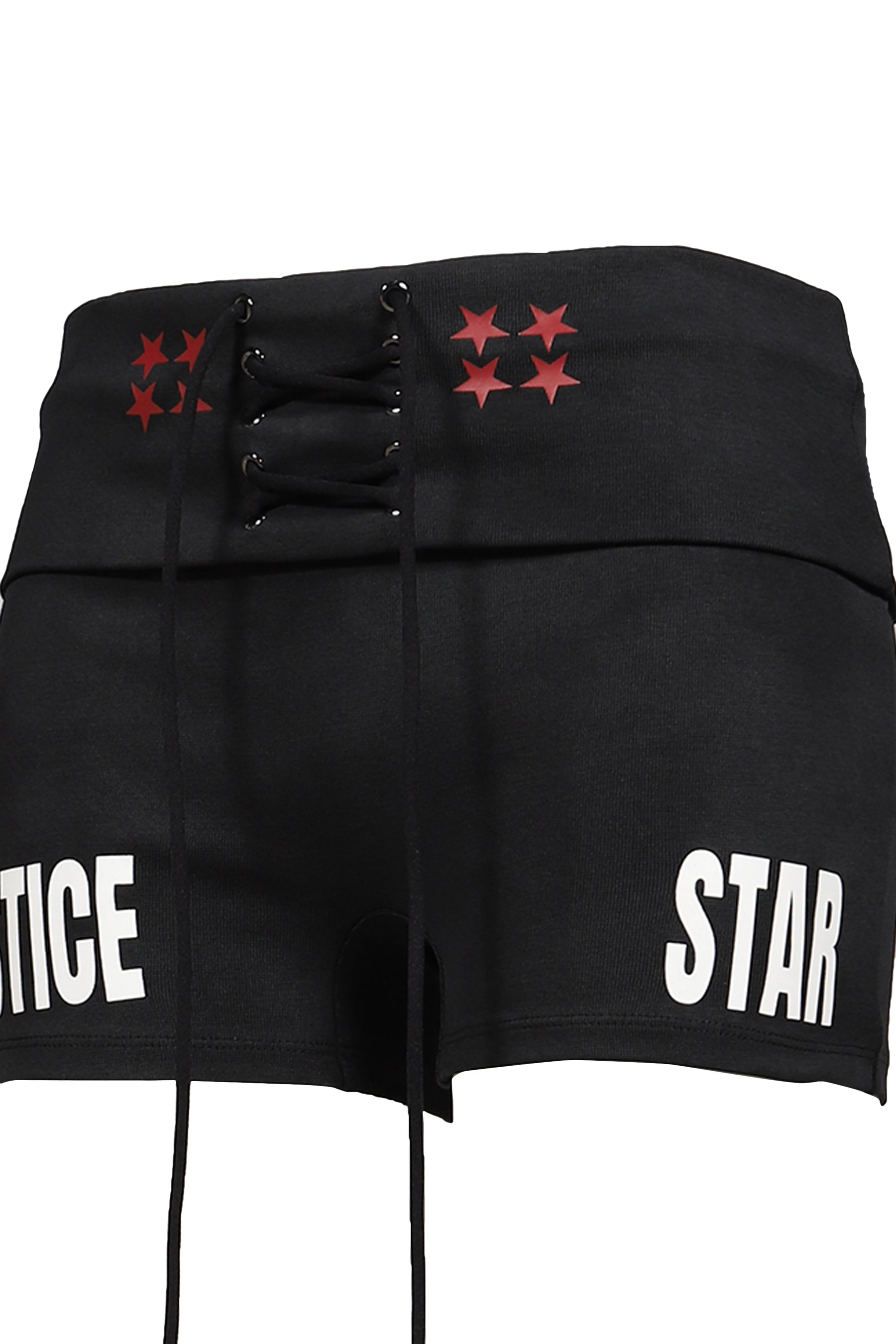 DISTRESSED PRINT DRAWSTRING ATHLETIC SHORTS / BLK