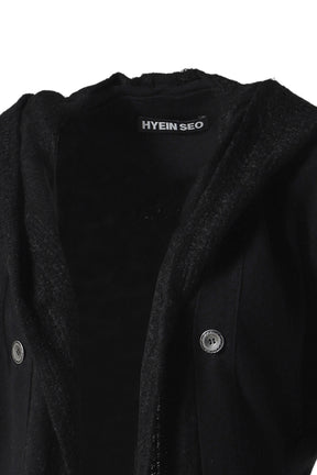 HOODED KNIT JACKET / BLACK