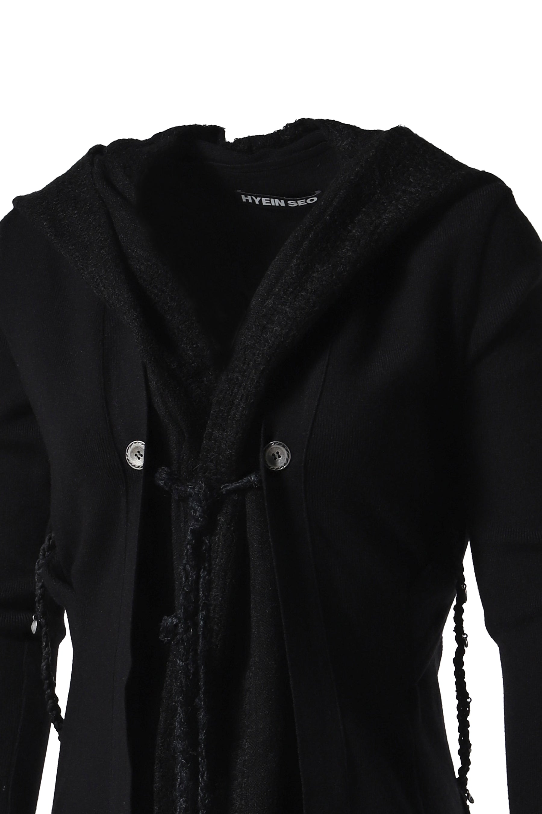 HOODED KNIT JACKET / BLACK